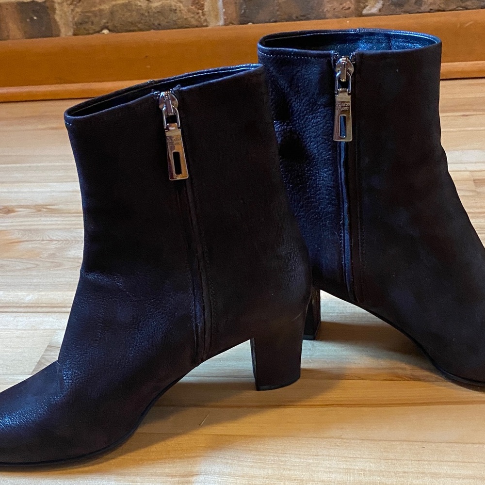 Prada Dark Brown Soft Leather Heeled Bootiess, made in Italy, US 6 / EU 36